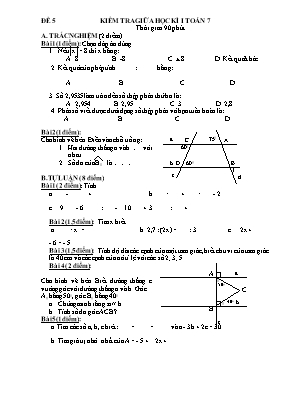 Kiểm tra giữa kỳ 1  Toán 7 (Đề 5)